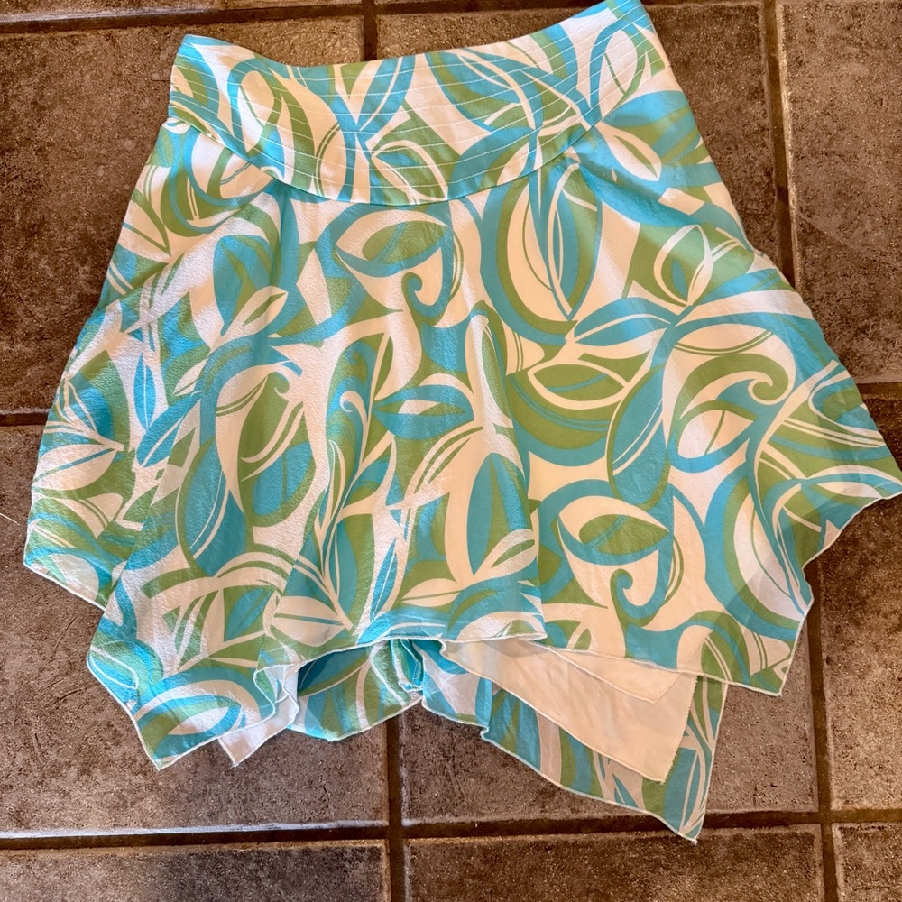 Bebe Blue Asymmetrical Skater Mini Skirt (and sweater) XS; silk Y2K - Picture 11 of 16